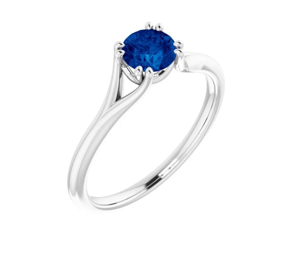 Blue Sapphire Double Prong Solitaire Engagement Ring Ring by Nodeform