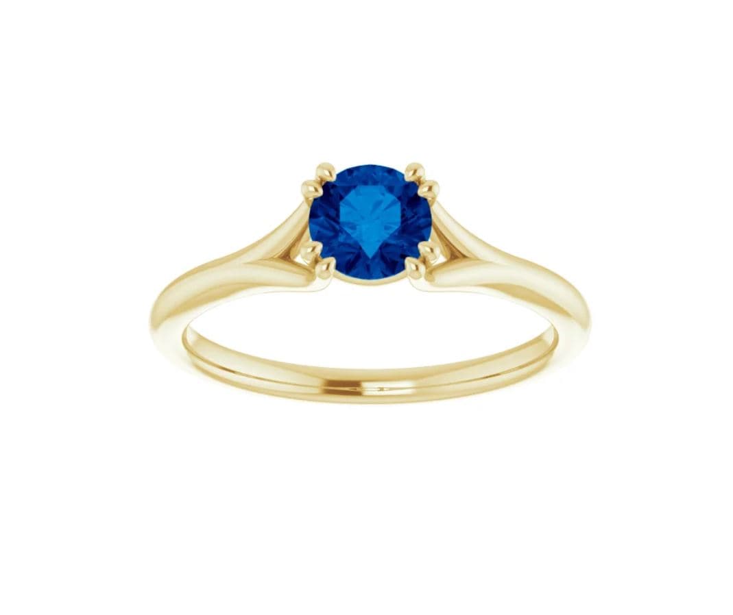 Blue Sapphire Double Prong Solitaire Engagement Ring Ring by Nodeform