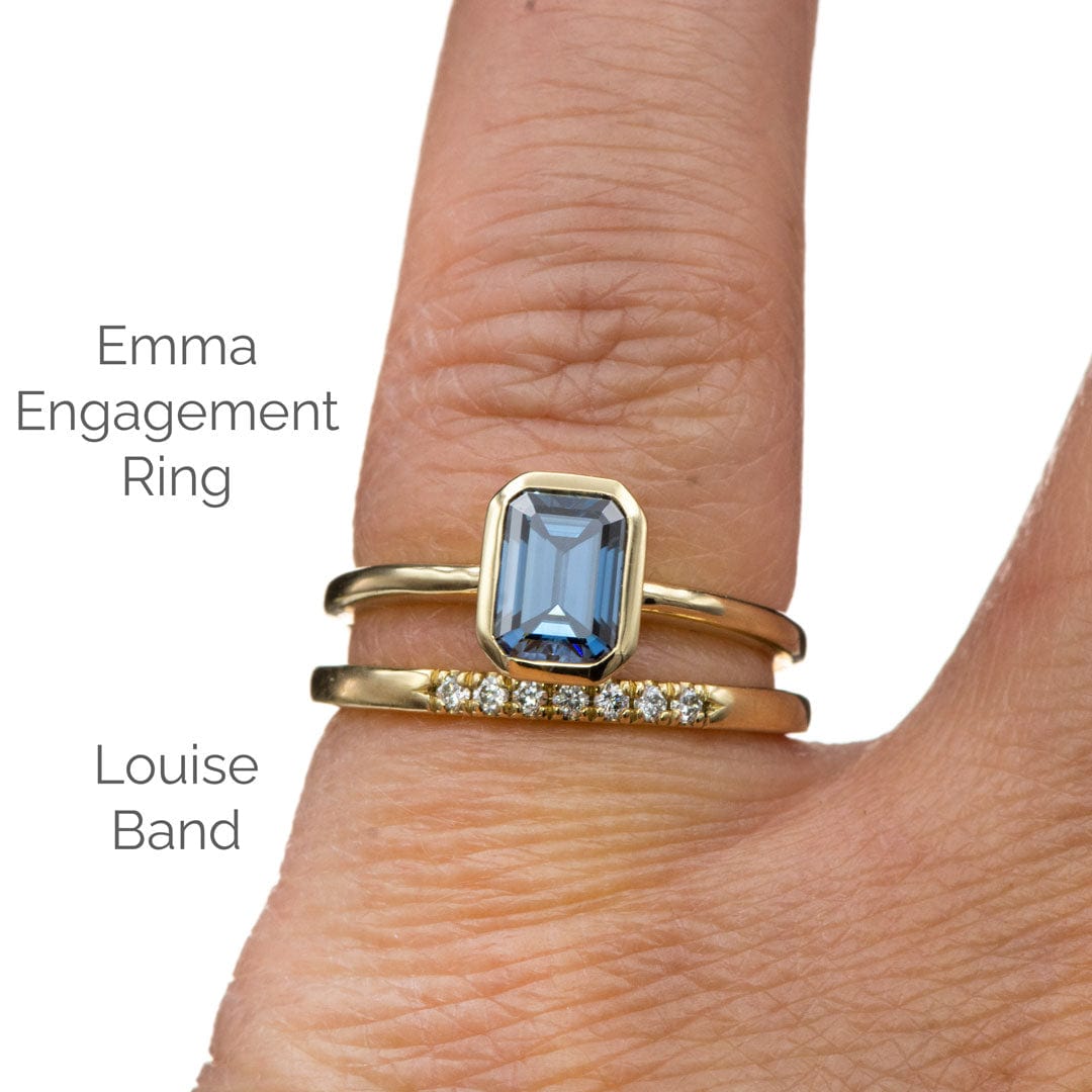 Emma Bezel Set Blue-Gray Emerald Cut Moissanite Solitaire Engagement Ring Ring Setting by Nodeform