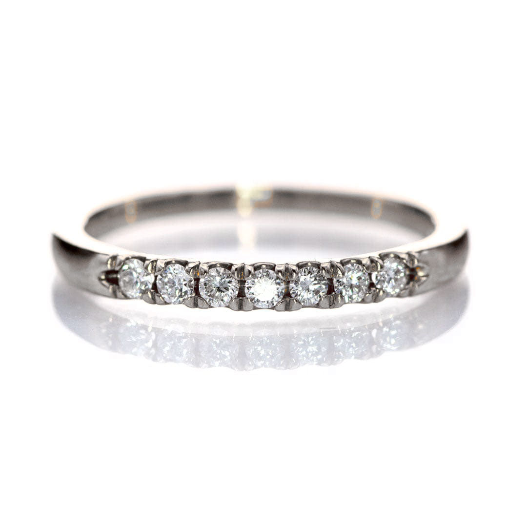 Freya Anniversary Band - French Set Moissanite or Diamond Pave Ring Stacking Wedding Band
