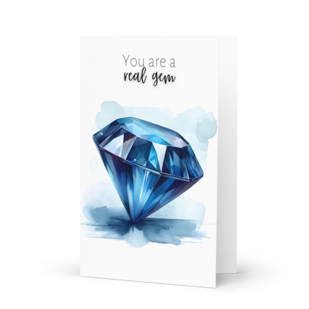 "You are a real gem" Watercolor Round Blue Sapphire Greeting Card Cards by Nodeform