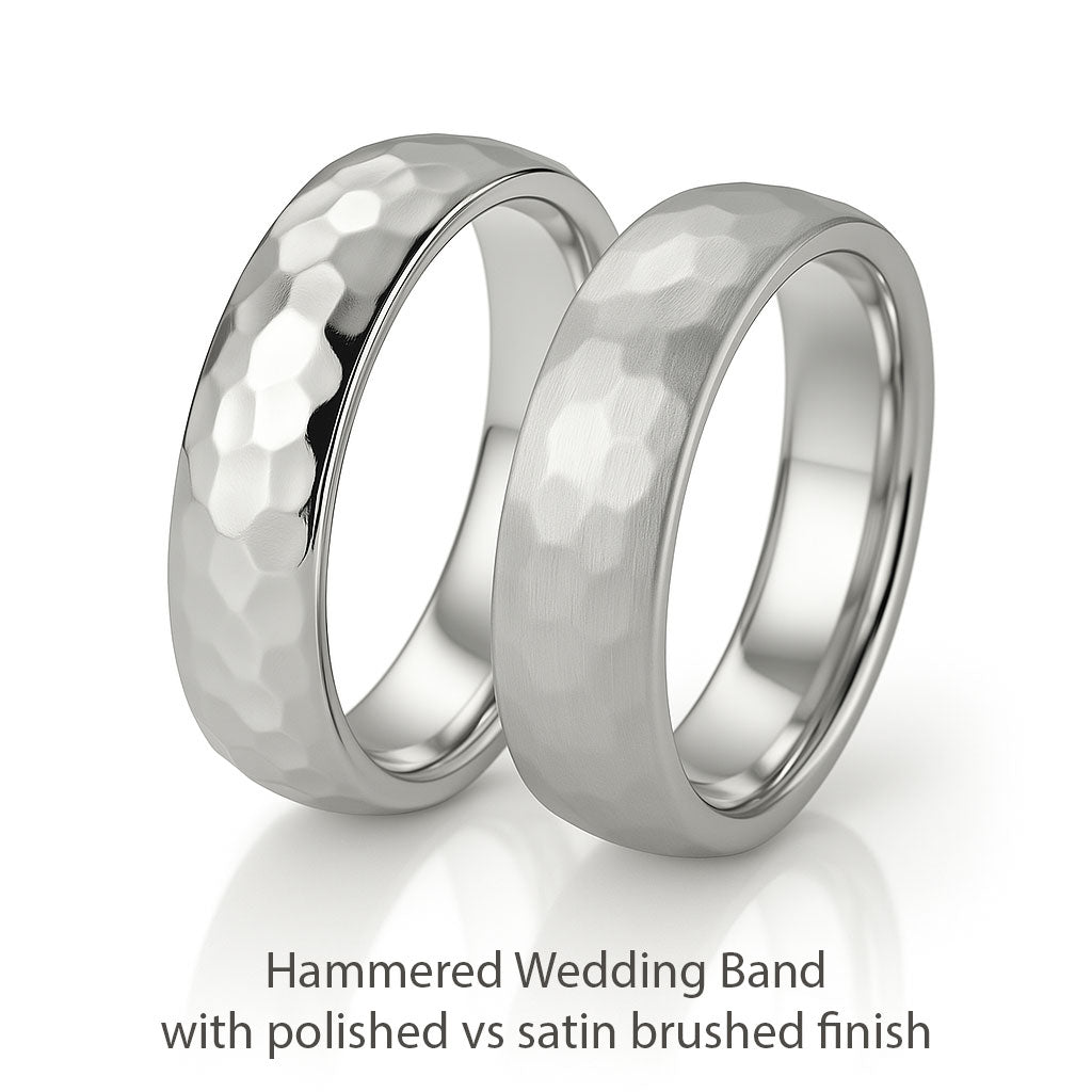 Wide Hammered Domed Wedding Band