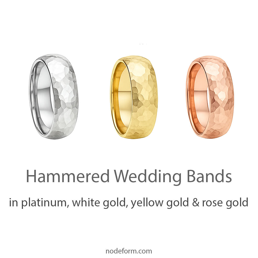 Wide Hammered Domed Wedding Band