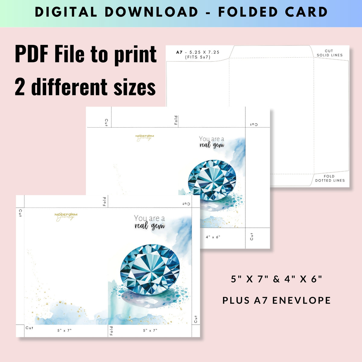 You are a real gem | Watercolor London Blue Topaz Greeting Card