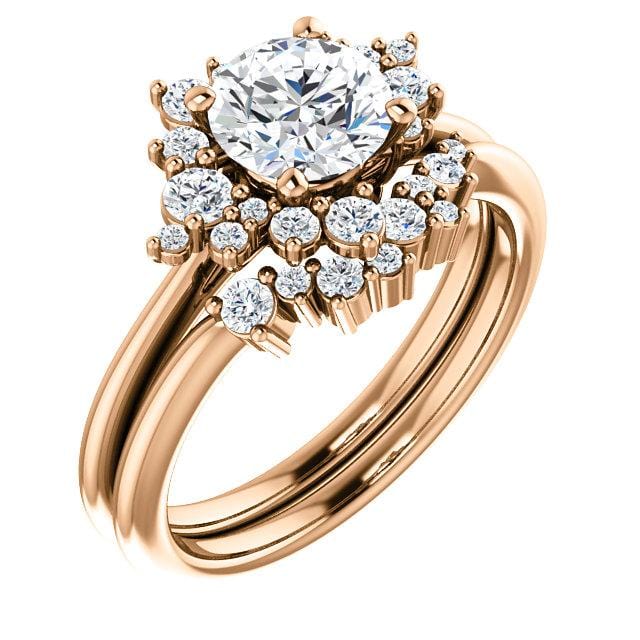 Lydia Band- Prong Set Accented Cluster Curved Wedding Ring Ring by Nodeform