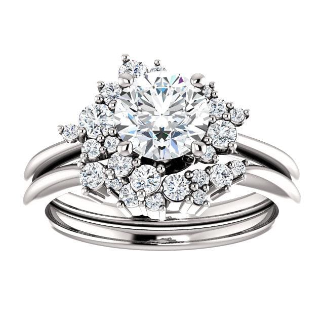 Lydia Band- Prong Set Accented Cluster Curved Wedding Ring Ring by Nodeform
