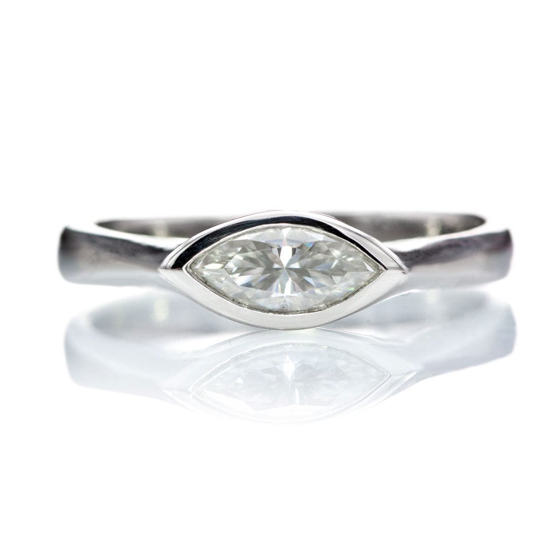 Marquise Moissanite or Lab Diamond Sideways Bezel Blair Engagement Ring Ring by Nodeform