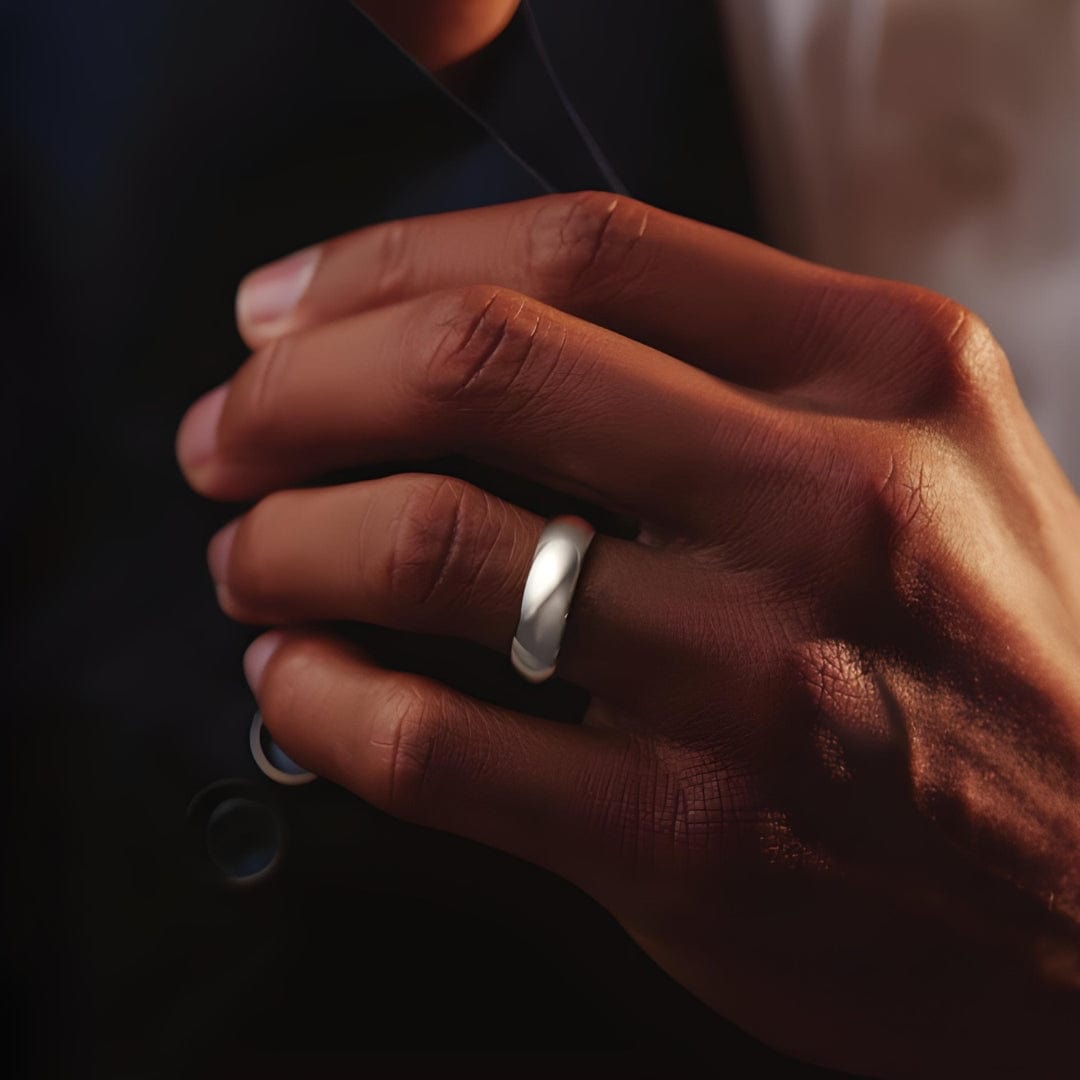 Wide Slightly Domed Modern Simple Wedding Band Ring by Nodeform