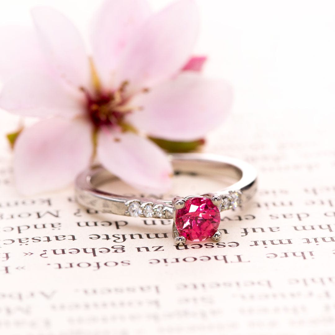 Natalie -Prong Set Engagement Ring with Accented Cathedral Shank - Setting only Ring Setting by Nodeform
