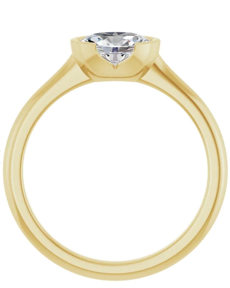 Genuine Oval White Sapphire Half Bezel Solitaire Hannah Engagement Ring Ring by Nodeform