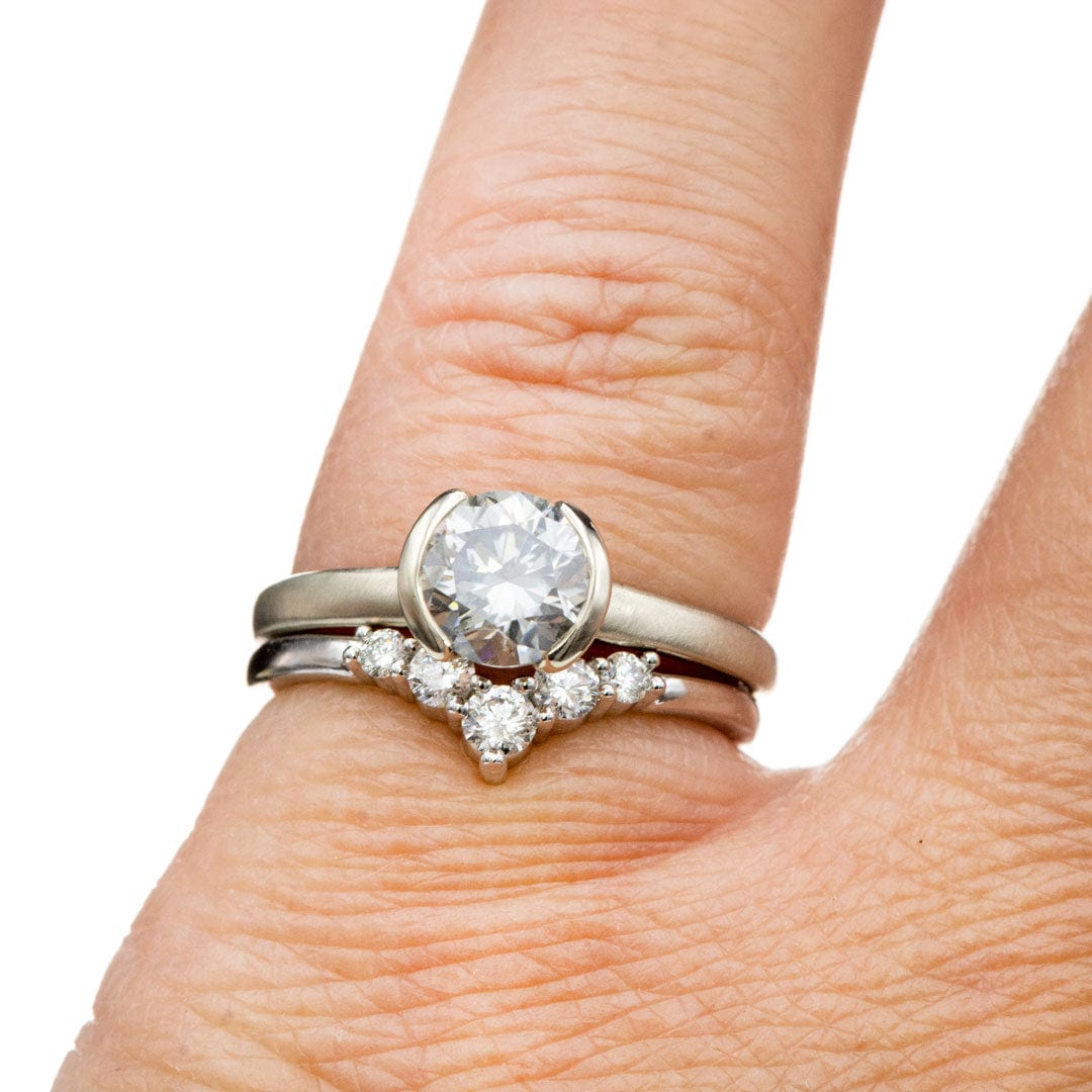 Phoebe Band -Graduated Diamond or Sapphire V-Shape Contoured Stacking Wedding Ring Ring by Nodeform