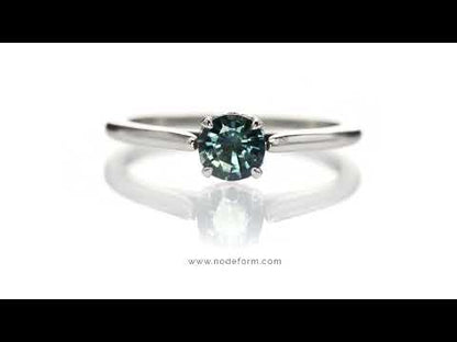 Prong Set Round Blue Sapphire Platinum Solitaire Cathedral Engagement Ring