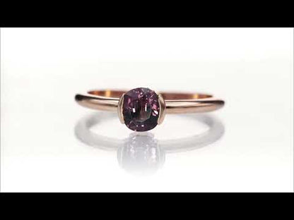 Oval Cut Purple Spinel 14k Rose Gold Half Bezel Helen Solitaire Engagement Ring