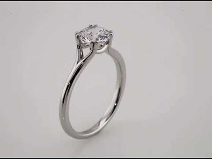 Round Diamond Double Prong Woven Setting Solitaire Engagement Ring