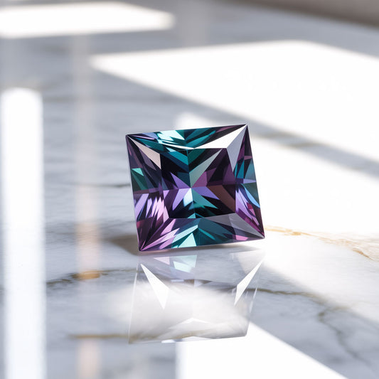 Princess Cut Lab Created Alexandrite Gemstone