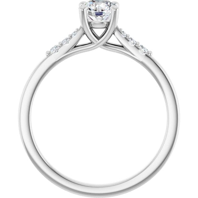 Prong Set Moissanite Natalie Engagement Ring with Accented 14k white gold Cathedral Shank, Ready to Ship Ring Ready To Ship by Nodeform
