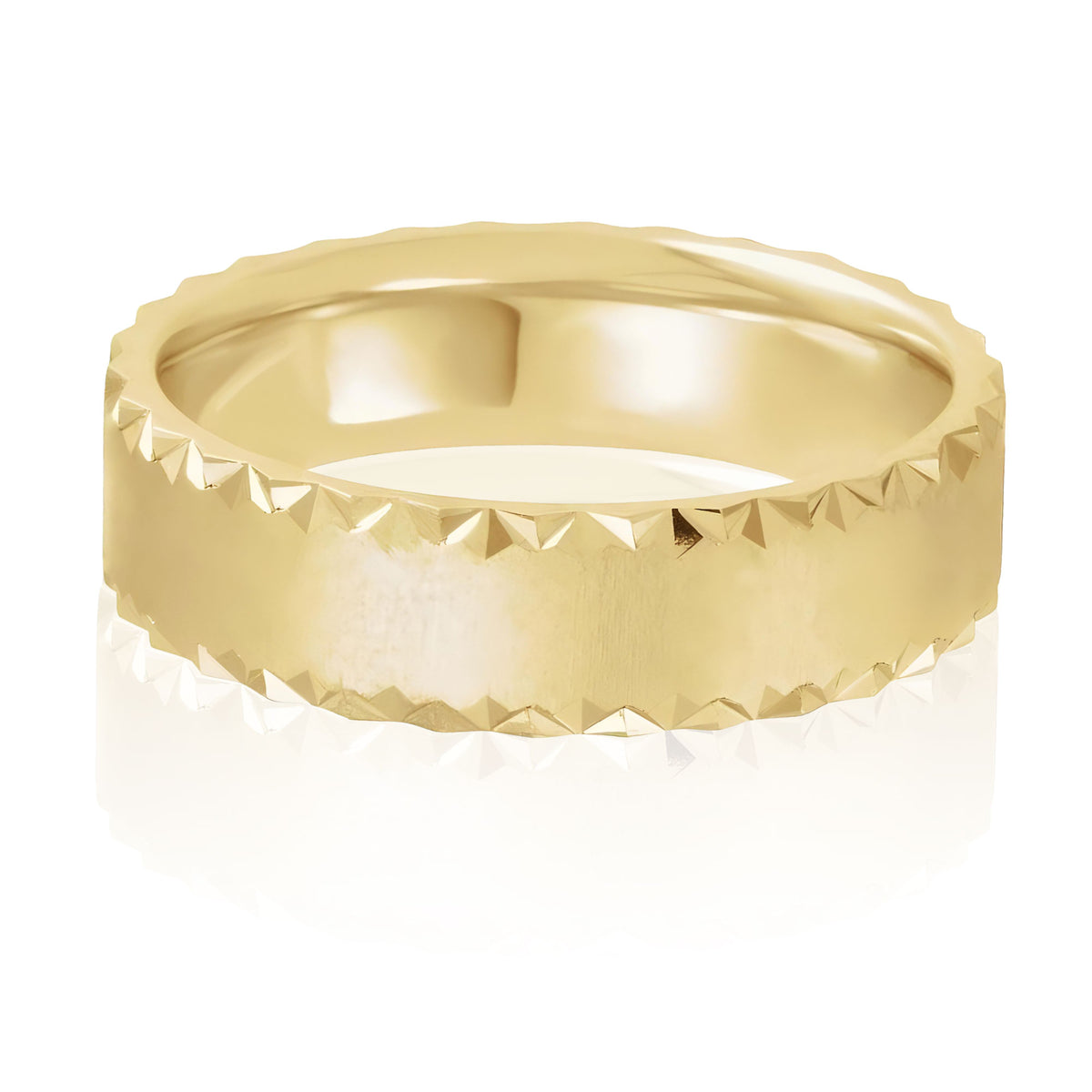 6mm Wide Scalloped Edge Flat Comfort-fit Men's Wedding Band