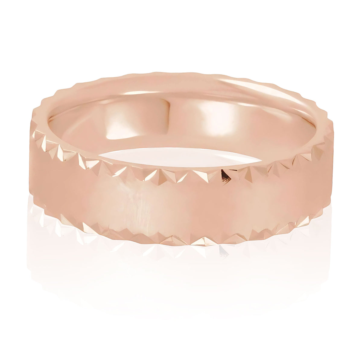 6mm Wide Scalloped Edge Flat Comfort-fit Men's Wedding Band