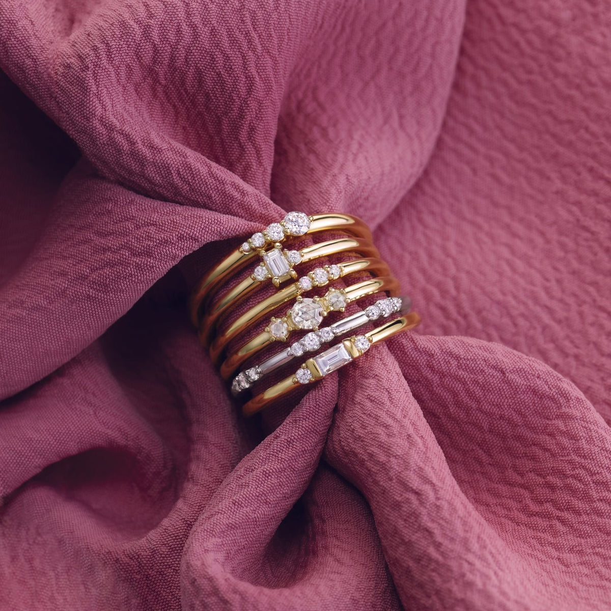 Accented Baguette Diamond Stacking Promise or Anniversary Ring Ring by Nodeform