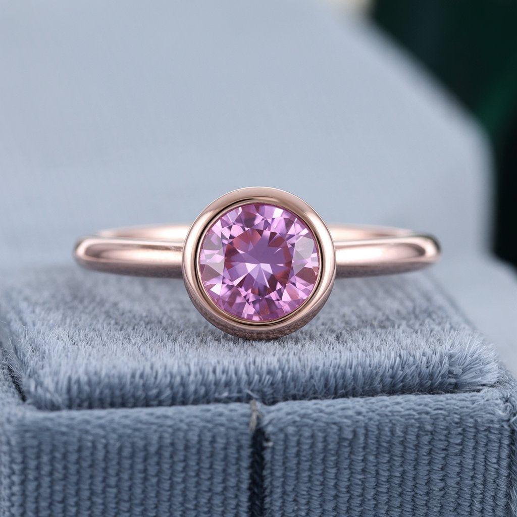 Olivia Bezel Set Solitaire Cathedral Engagement Ring - Setting only