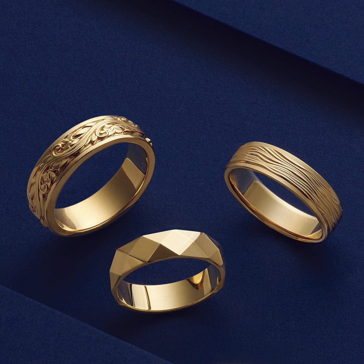6mm Wide Ripple Textured Flat Edge Comfort-fit Men's Wedding Band Ring by Nodeform