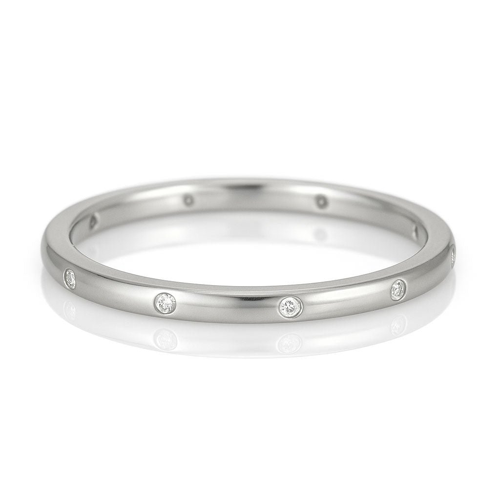 Skinny Thin Eternity Wedding Band With Flush Set Diamonds