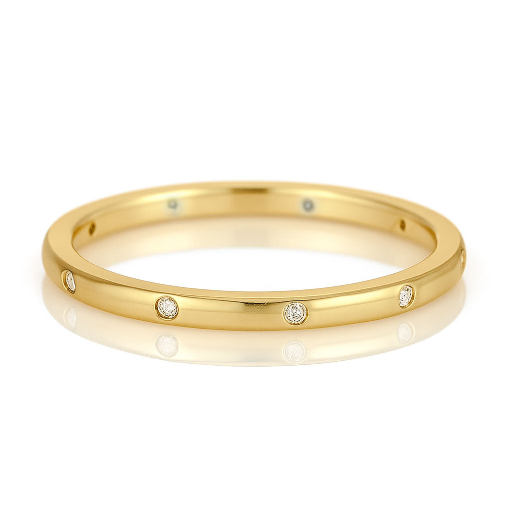 Skinny Thin Eternity Wedding Band With Flush Set Diamonds