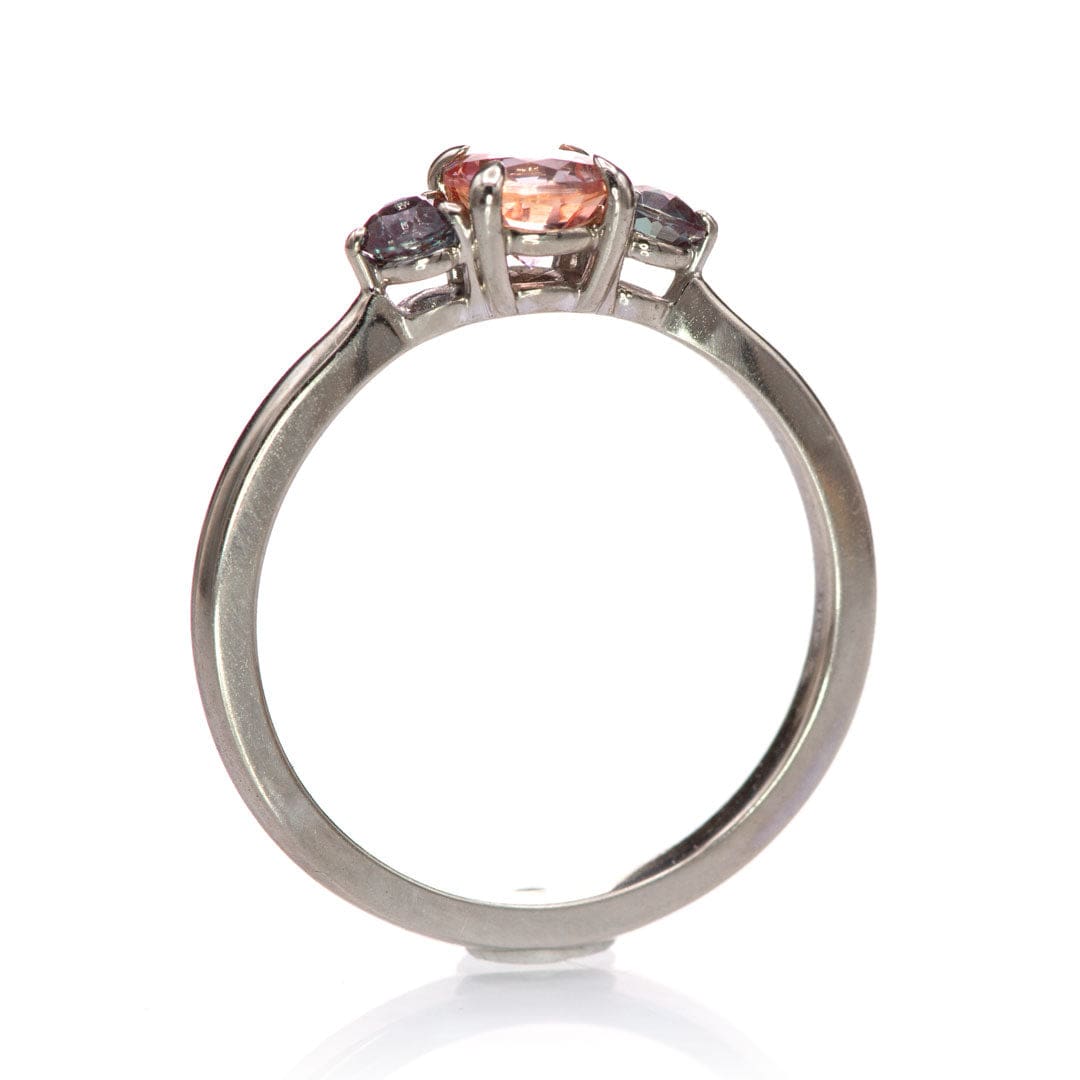 Tracy - Three Stone Prong Set Engagement Ring with Round Side Stones - Setting only Ring Setting by Nodeform