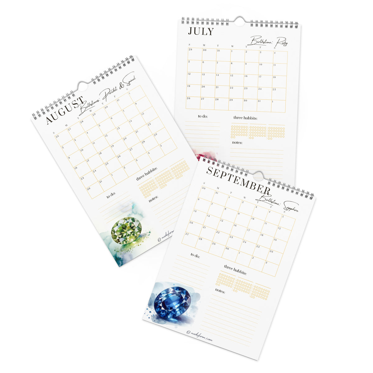 Three-month wall calendar showing July, August, and September on a white background.