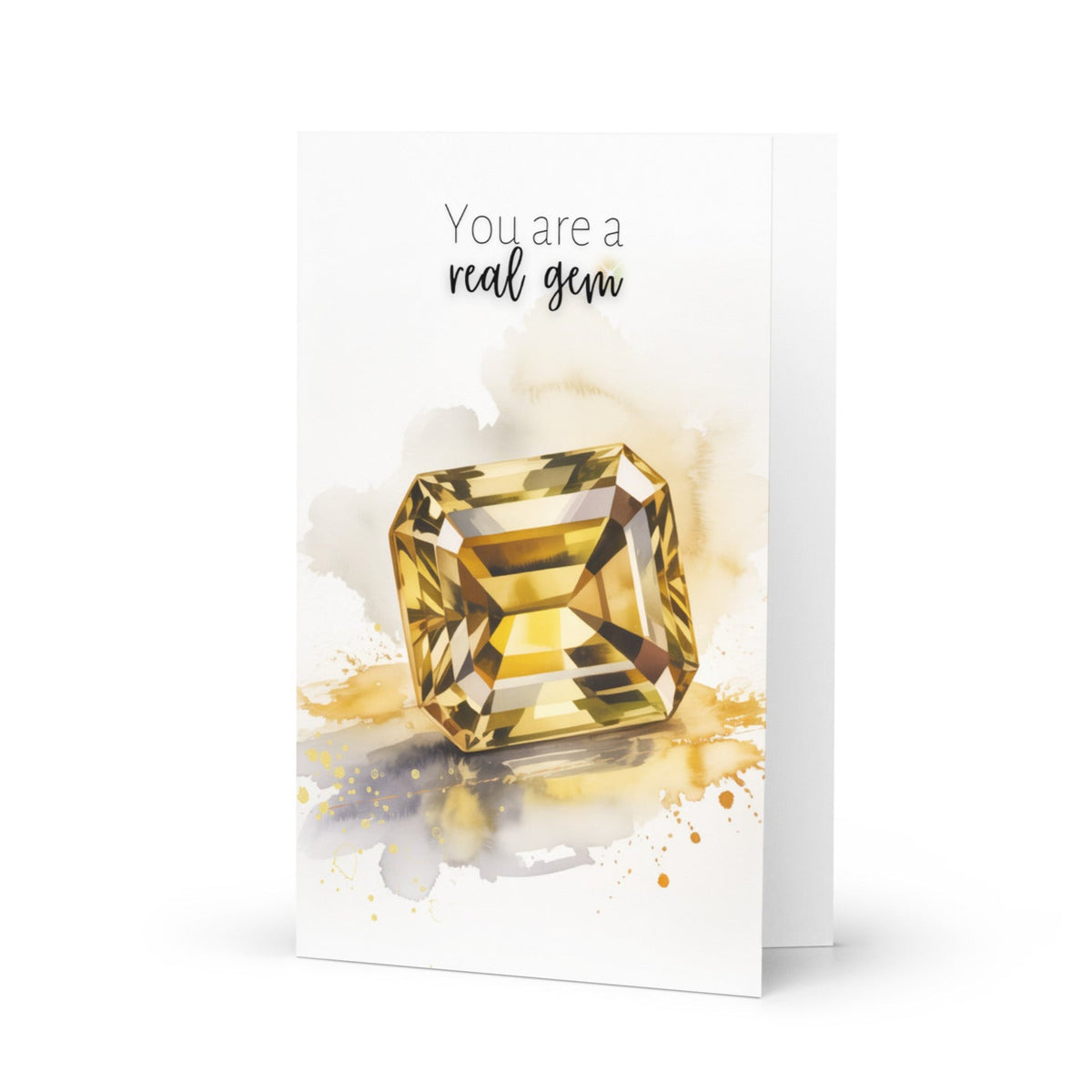 You are a real gem Watercolor Emerald Cut Citrine Greeting Card