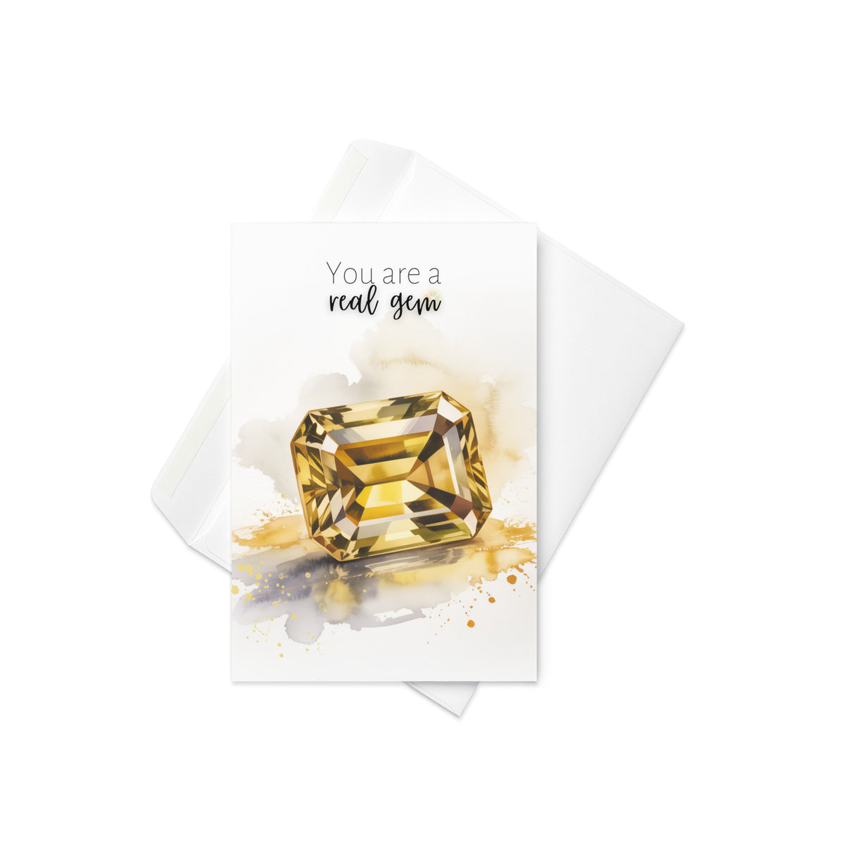 You are a real gem Watercolor Emerald Cut Citrine Greeting Card