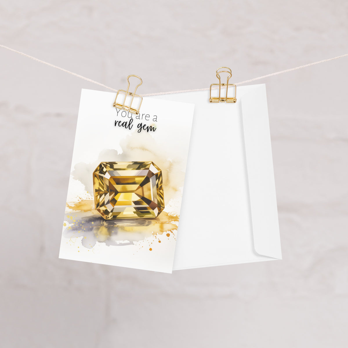 You are a real gem Watercolor Emerald Cut Citrine Greeting Card