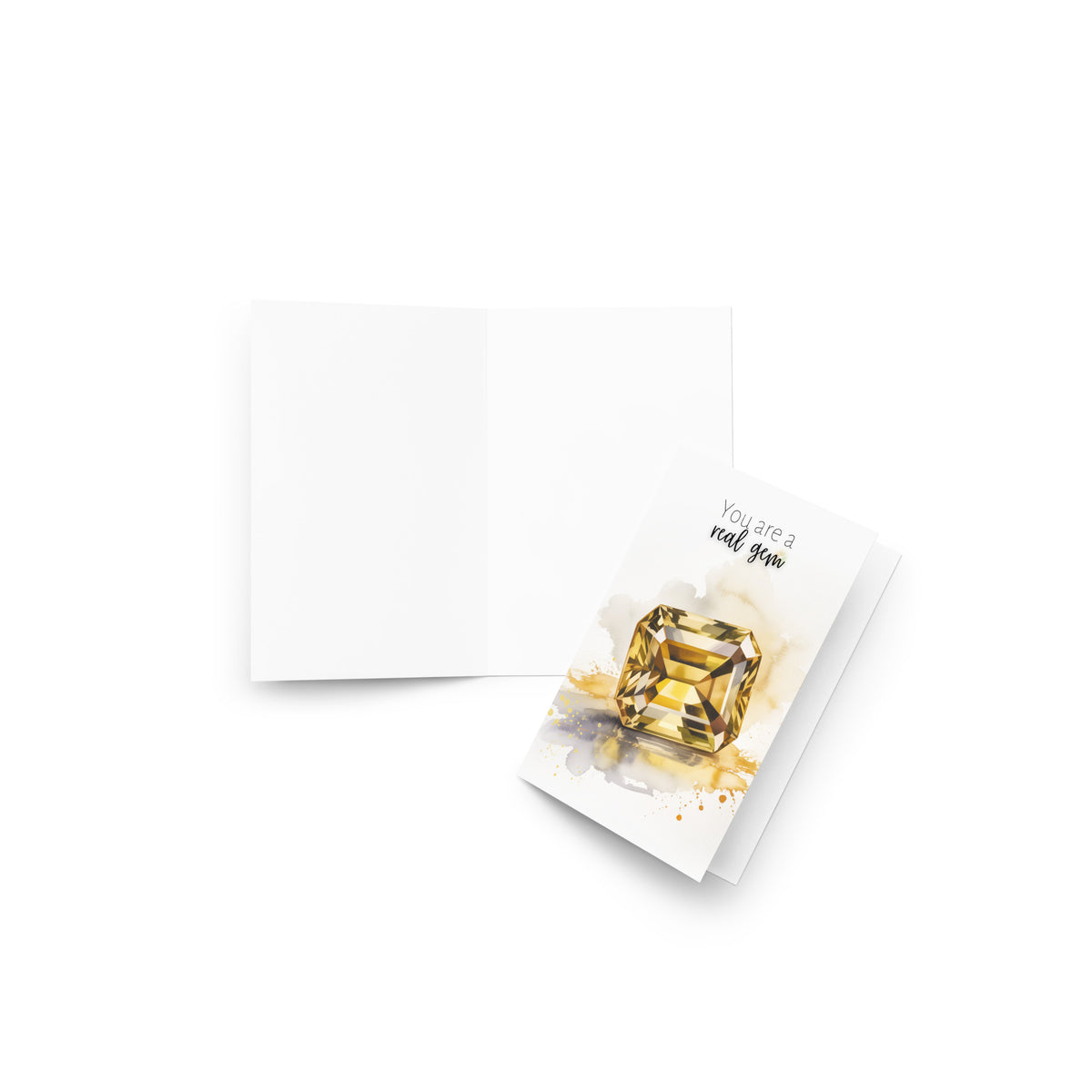 You are a real gem Watercolor Emerald Cut Citrine Greeting Card