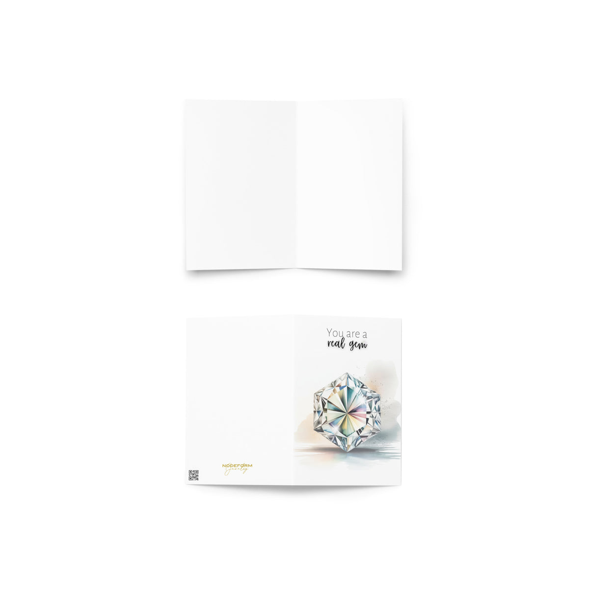 Greeting card with a hexagon diamond illustration and text on a white background