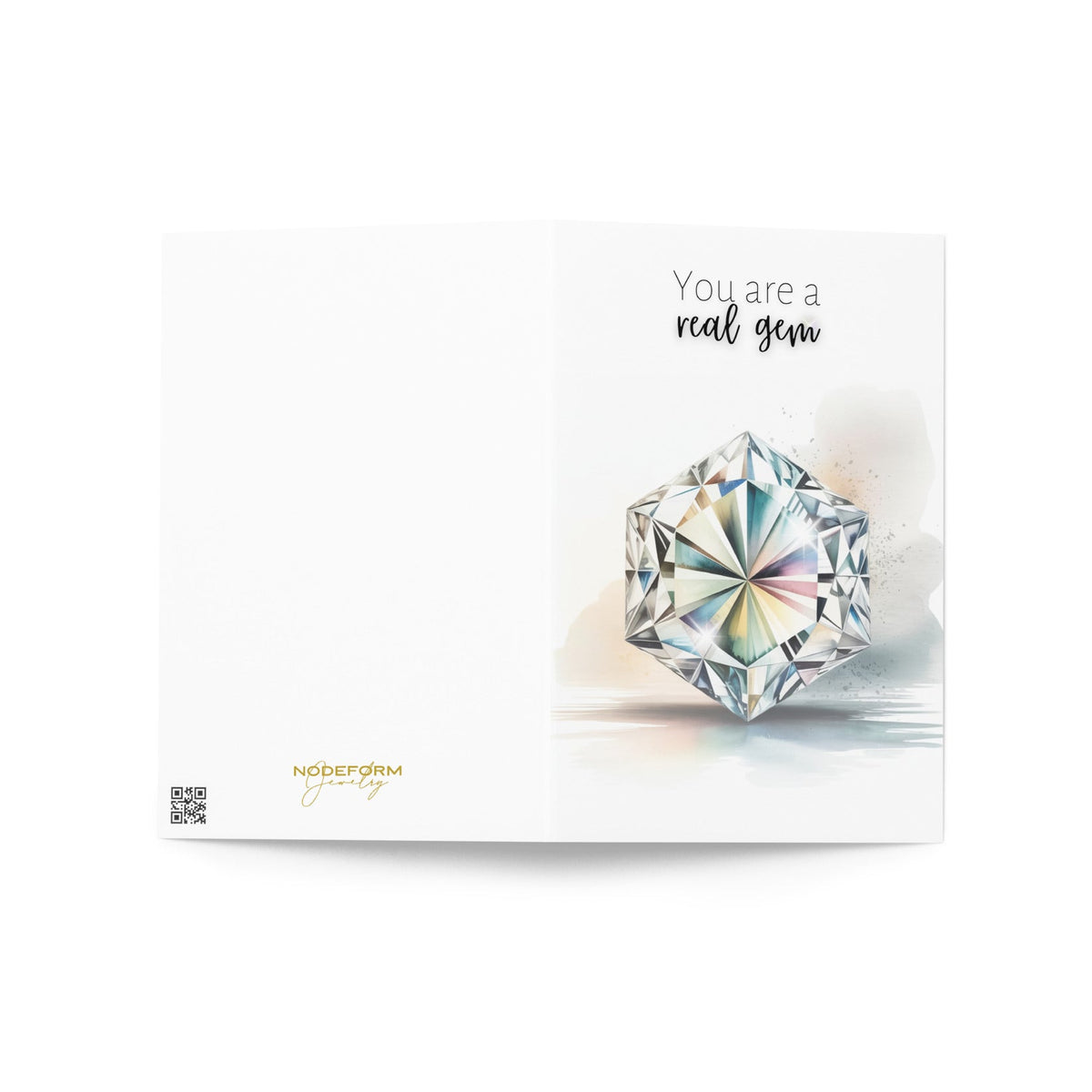 Card with a hexagon diamond illustration and text 'You are a real gem' on a white background