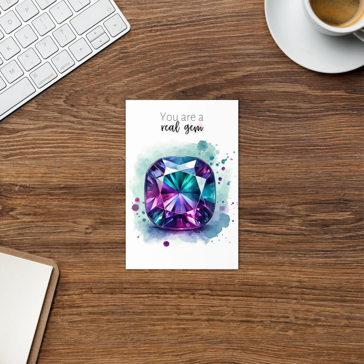 "You are a real Gem" Watercolor Alexandrite Greeting Gard by Nodeform