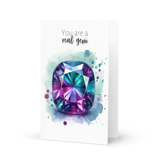 "You are a real Gem" Watercolor Alexandrite Greeting Gard Cards by Nodeform