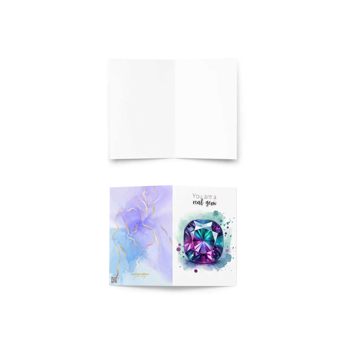 "You are a real Gem" Watercolor Alexandrite Greeting Gard Cards by Nodeform