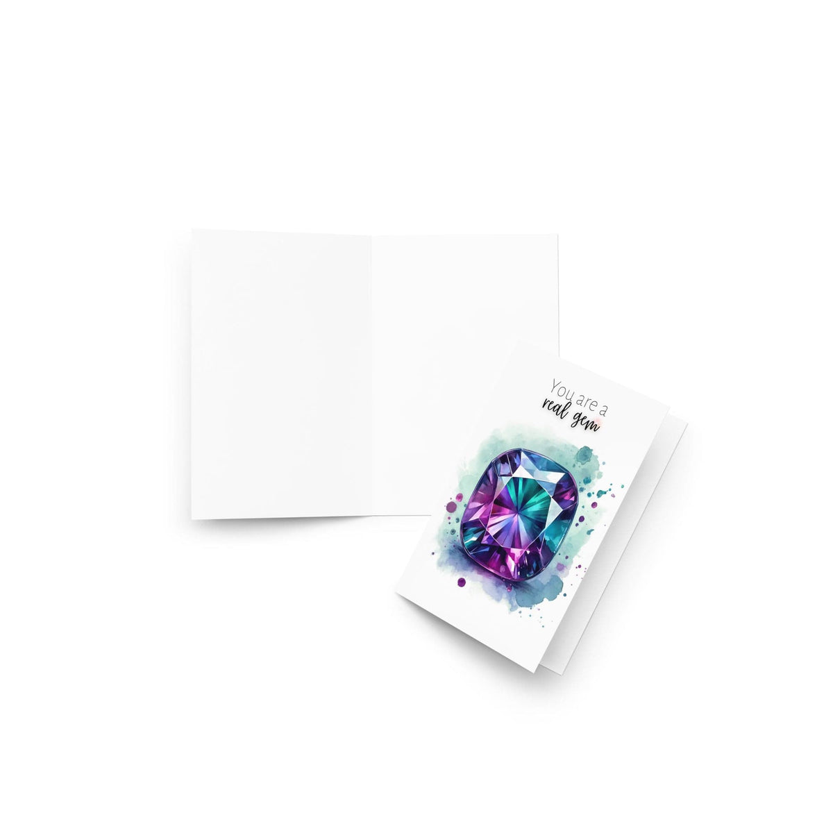 "You are a real Gem" Watercolor Alexandrite Greeting Gard Cards by Nodeform