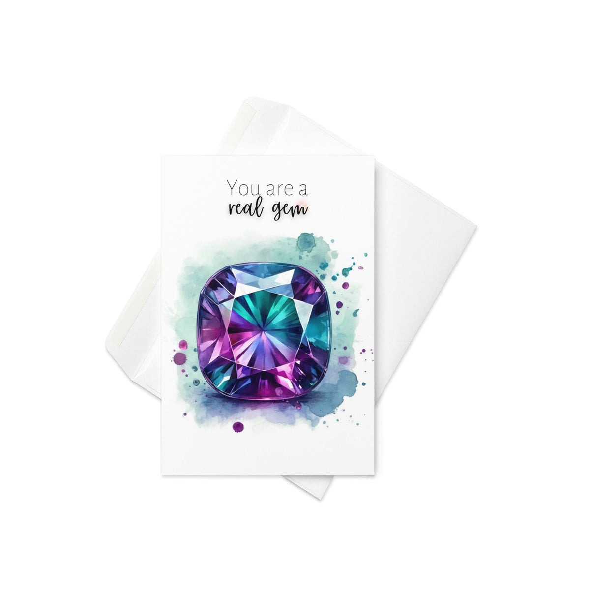 "You are a real Gem" Watercolor Alexandrite Greeting Gard Cards by Nodeform