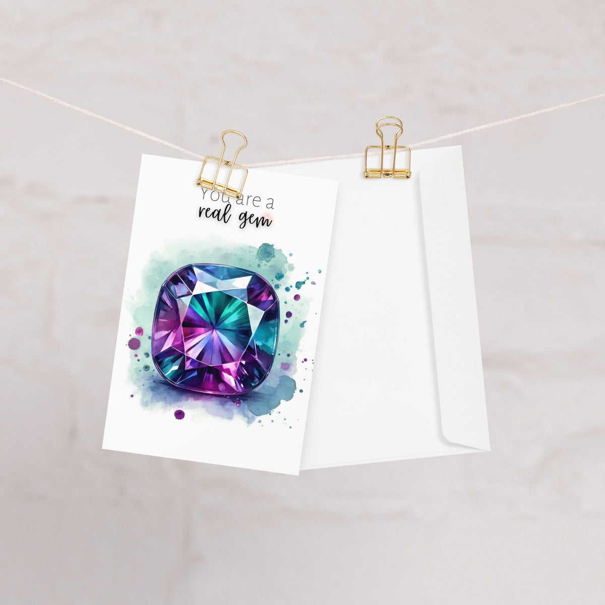 "You are a real Gem" Watercolor Alexandrite Greeting Gard by Nodeform