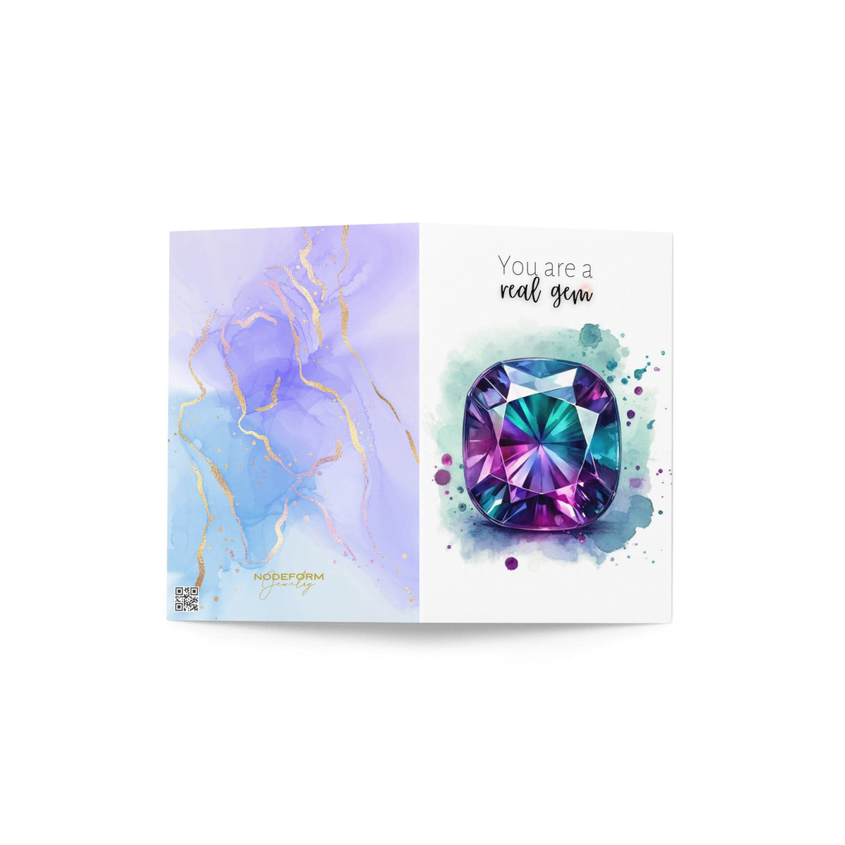 "You are a real Gem" Watercolor Alexandrite Greeting Gard Cards by Nodeform