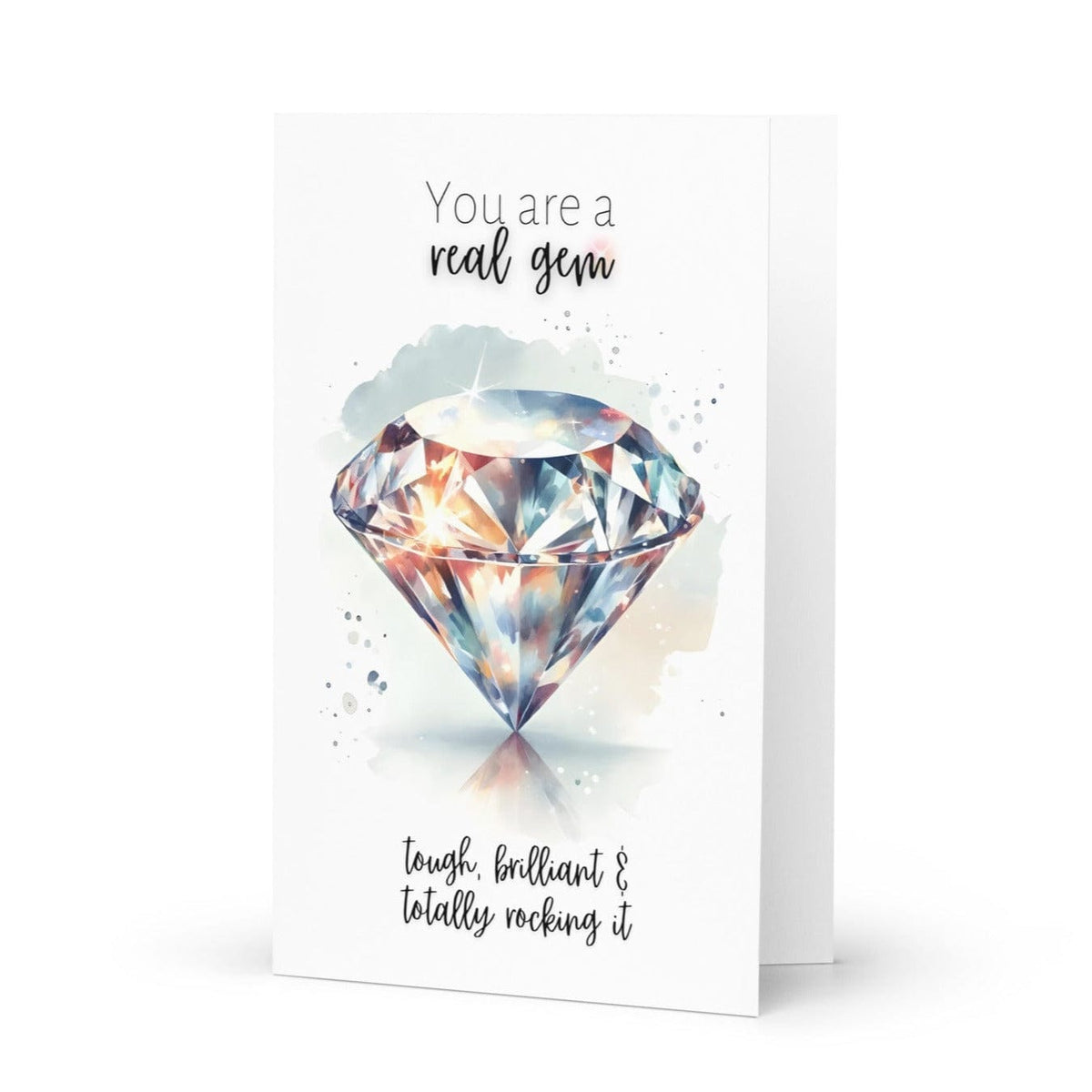 "You are a real gem" Watercolor Diamond Print Folded Card Cards by Nodeform
