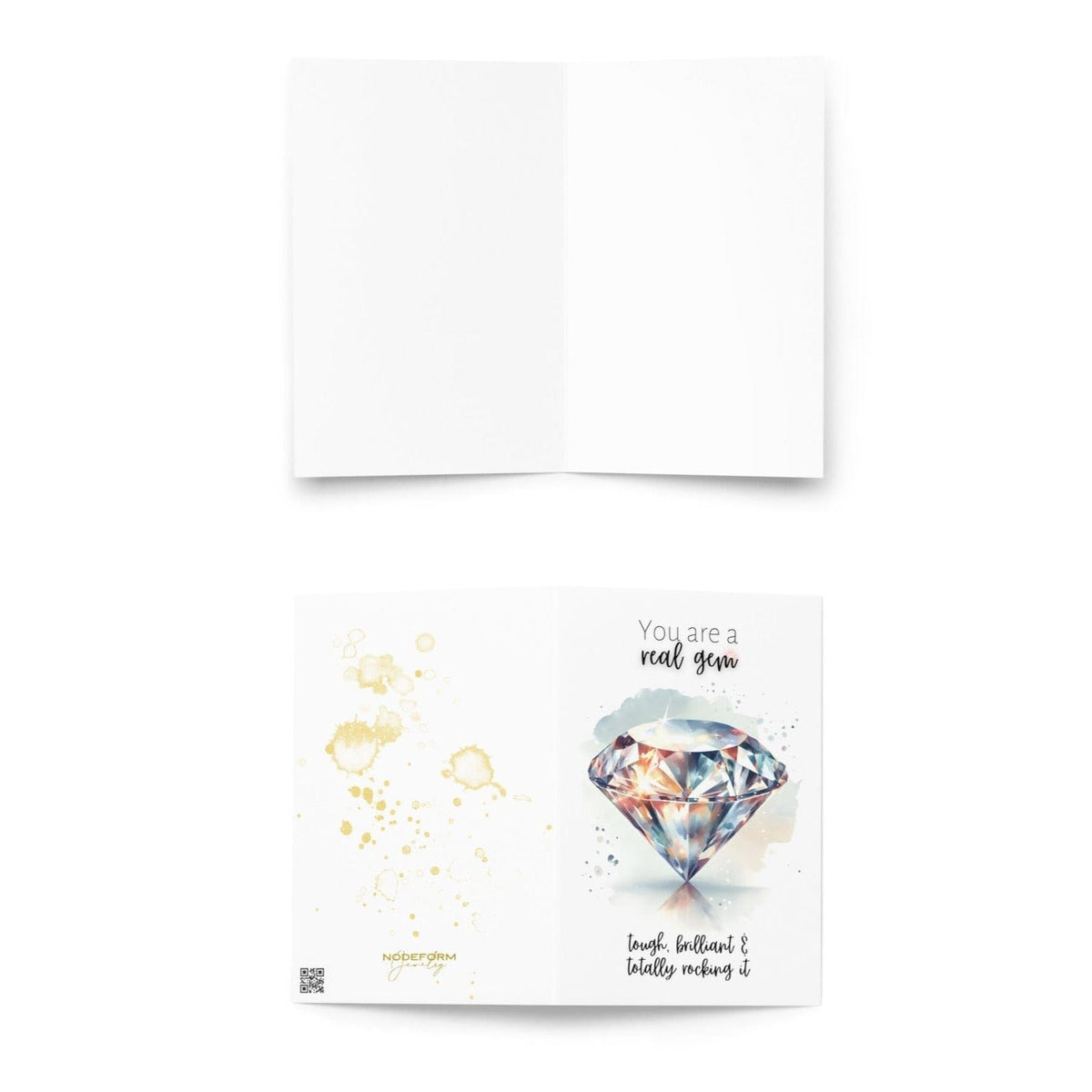 "You are a real gem" Watercolor Diamond Print Folded Card Cards by Nodeform