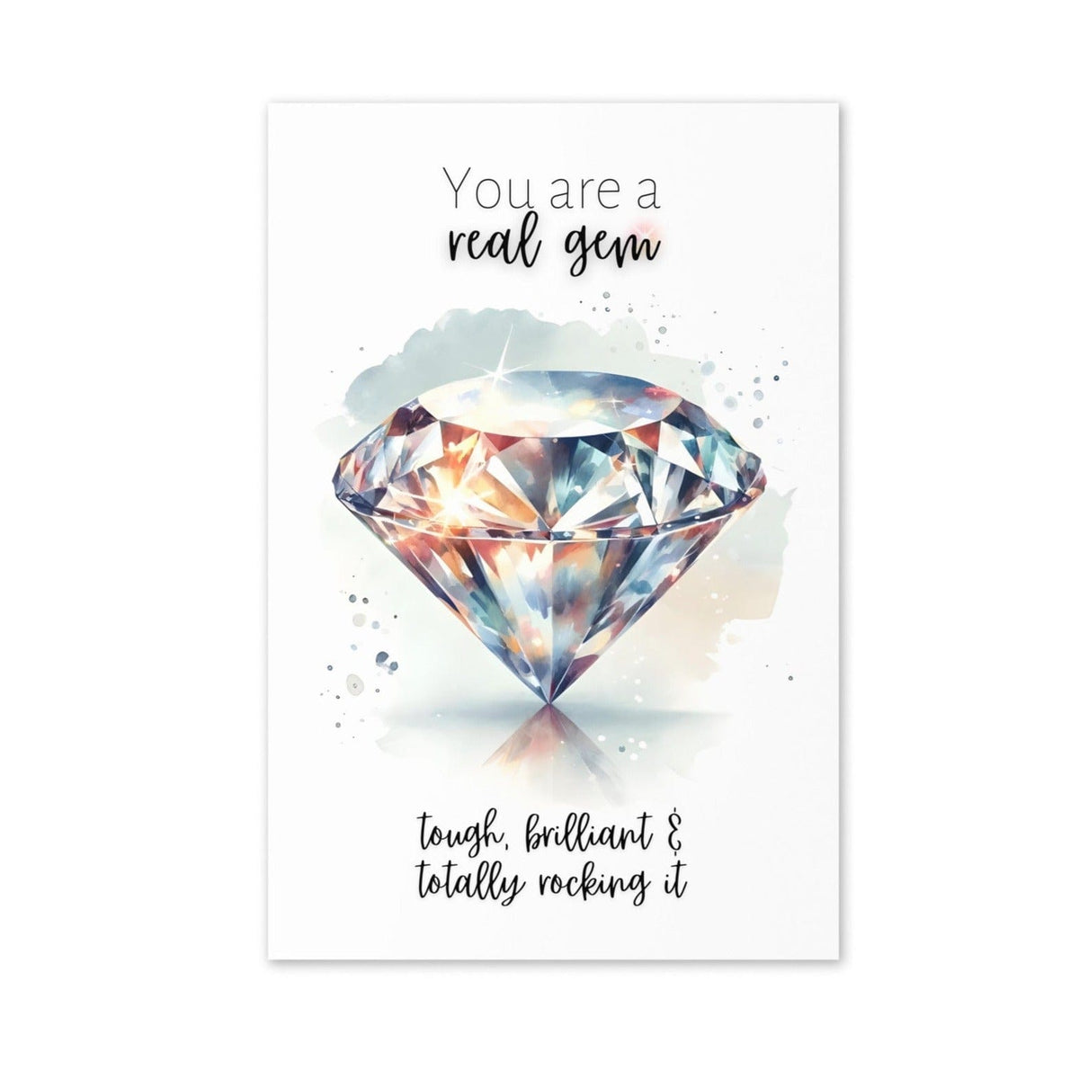 "You are a real gem" Watercolor Diamond Print Folded Card Cards by Nodeform