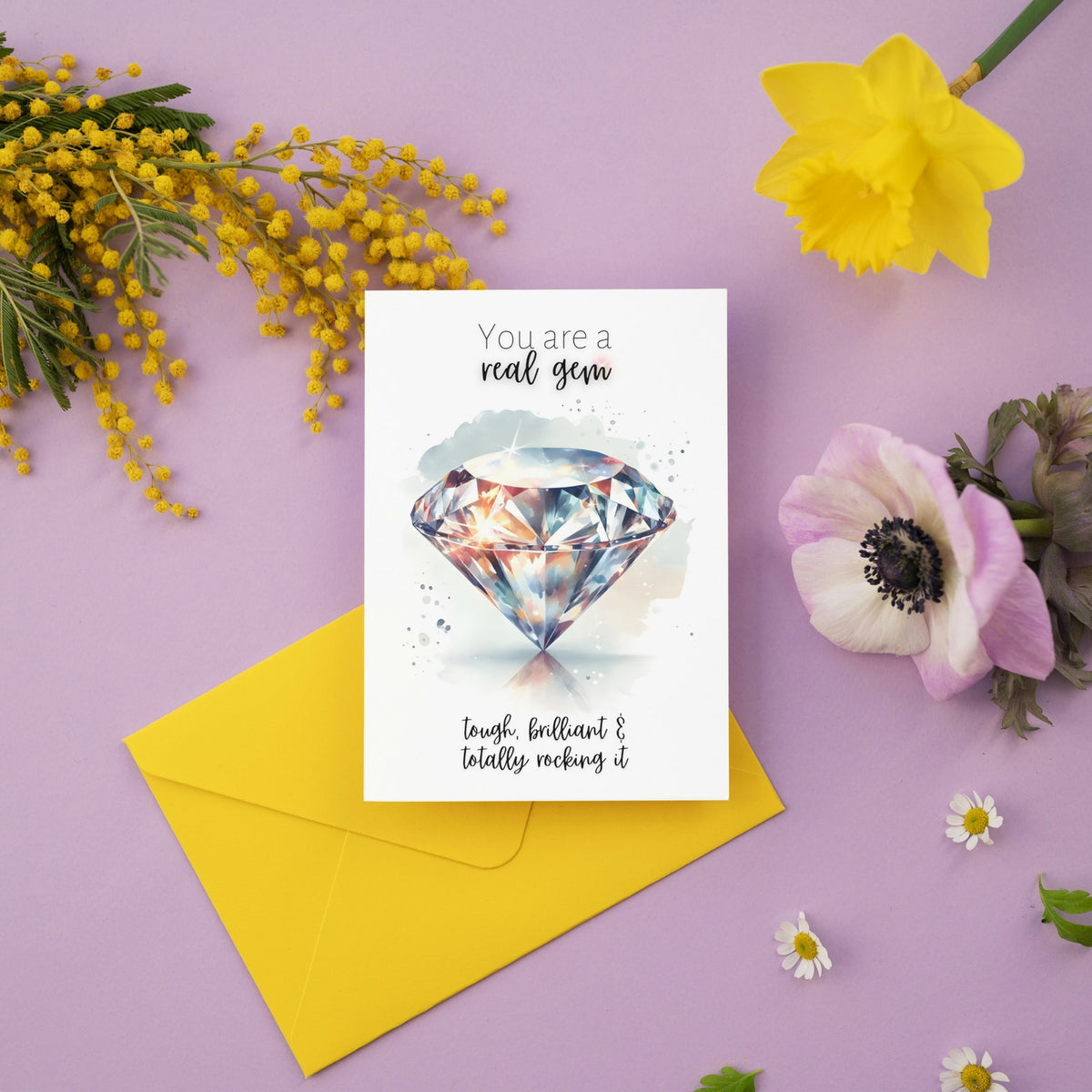 You are a real Gem | Watercolor Diamond Print Folded Card