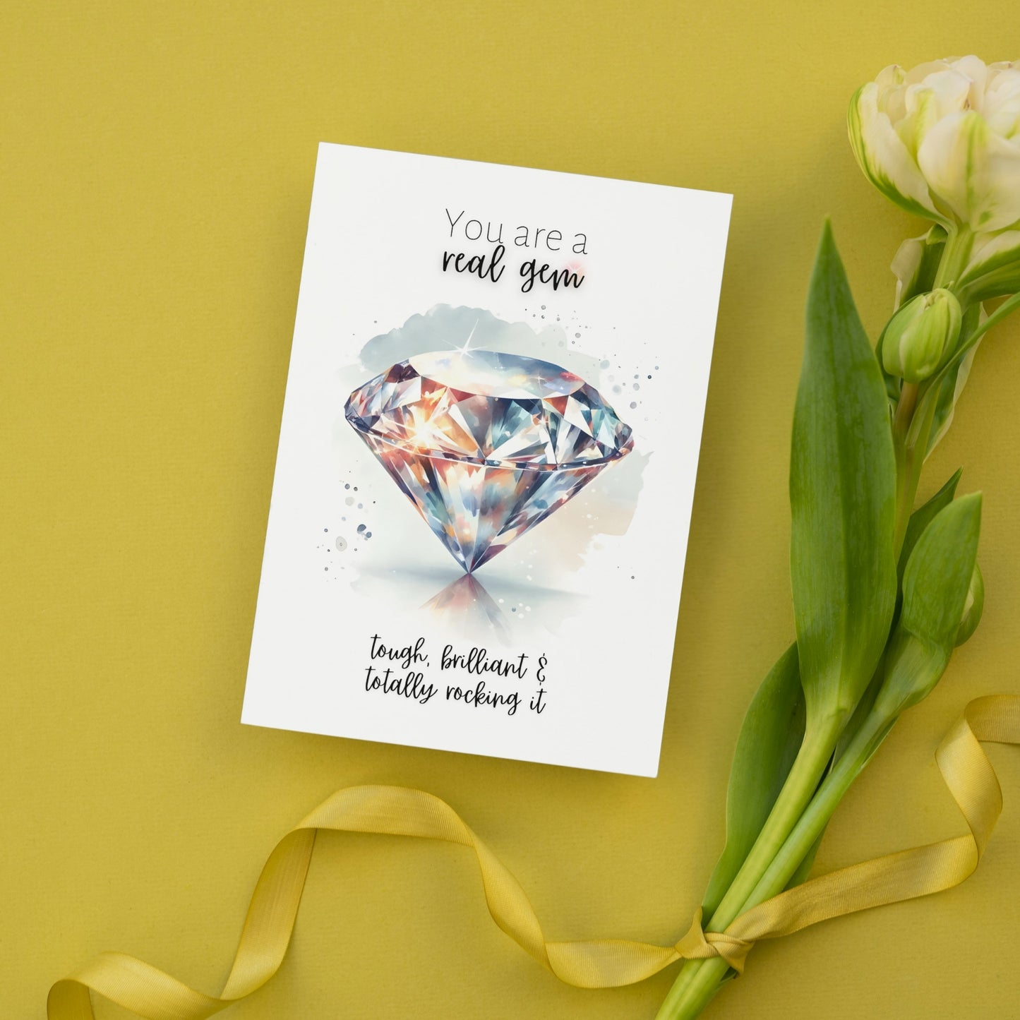 Watercolor Diamond Print Folded Cards - Set of 5