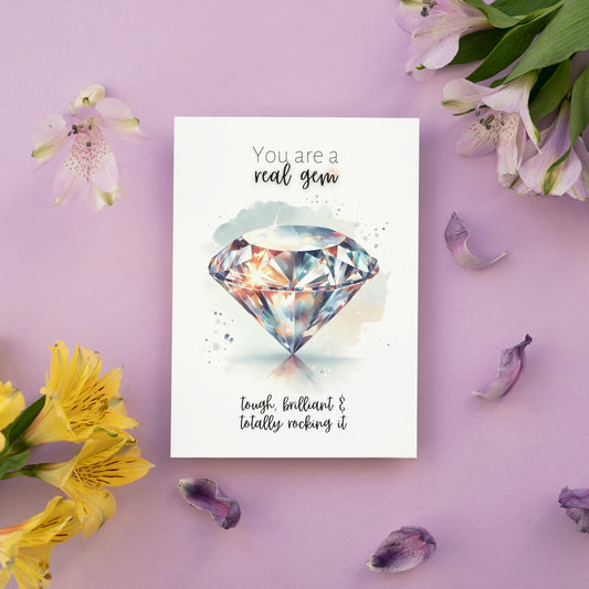 You are a real Gem | Watercolor Diamond Print Folded Card