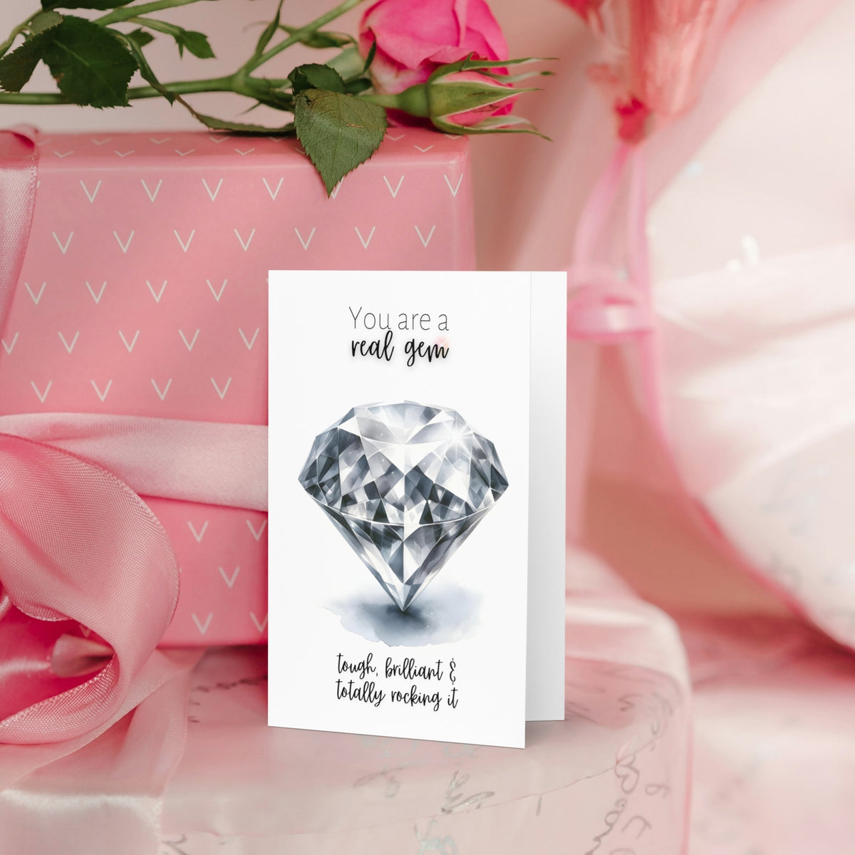 You are a Gem Card | Watercolor Precious Diamond Printed Card