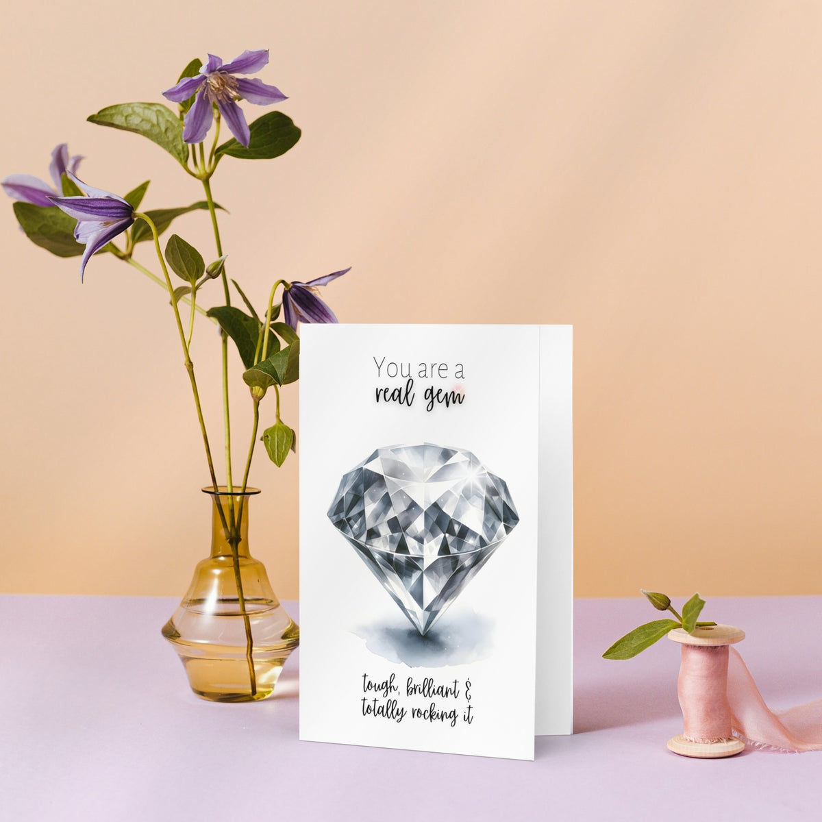 You are a Gem Card | Watercolor Precious Diamond Printed Card